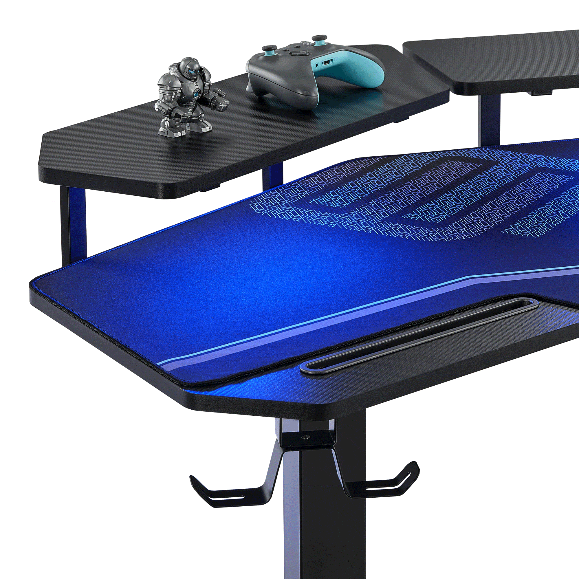 Black Eureka Ergonomic Aero Pro Standing Desk With Height Adjustment Control Panel and Cup Holder.