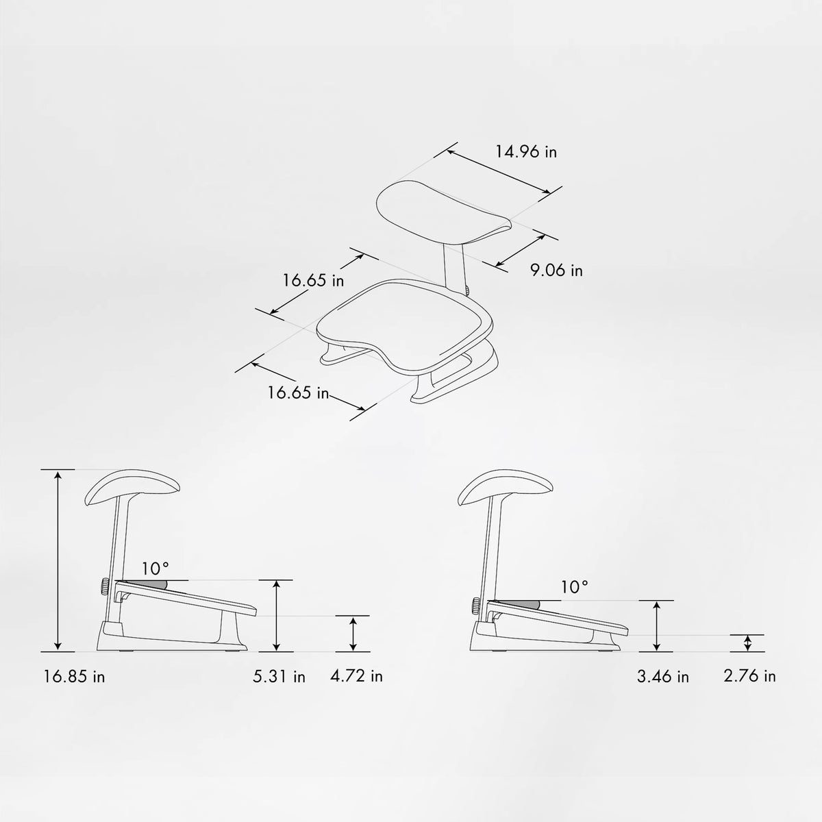 Eureka Ergonomic StepSync Footrest for LiberNovo Omni, Space Grey, dimensions