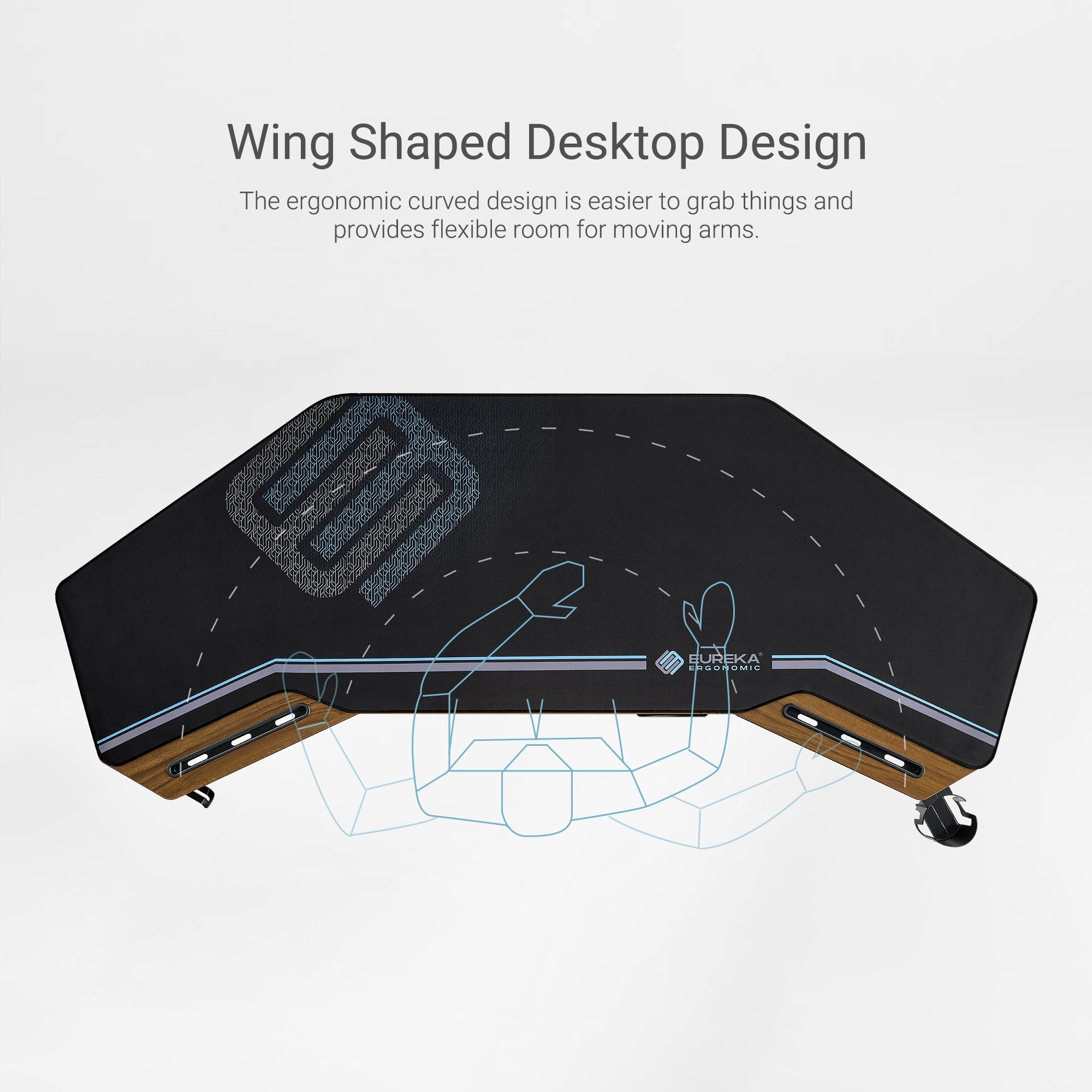 Eureka Ergonomic 72 Wing-Shaped Desk: Black Ergonomic Desk With Soft Touch, Non-Slip Base and Stitching.