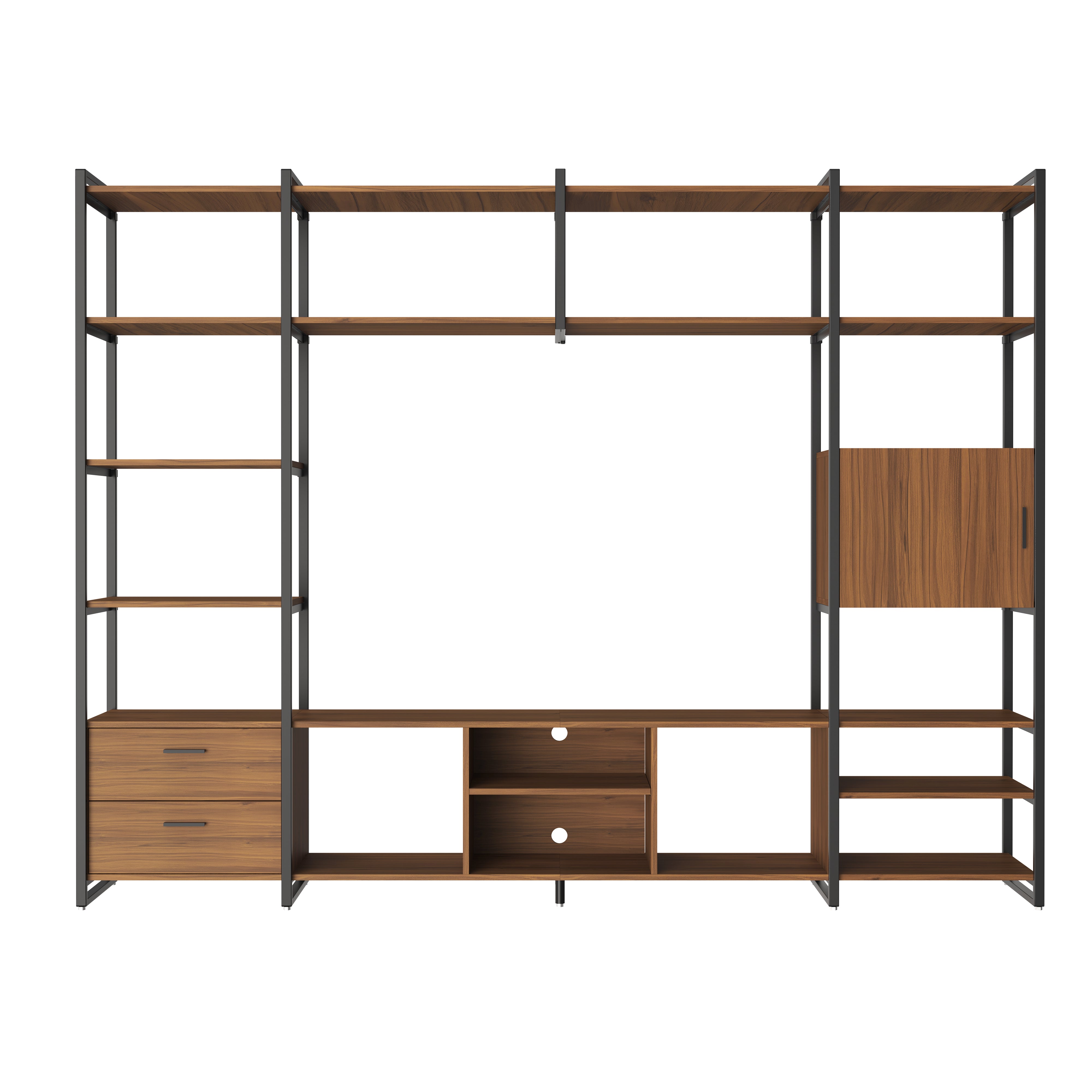 Sonoma Modern TV Stand with Storage Cabinet & Book Shelves