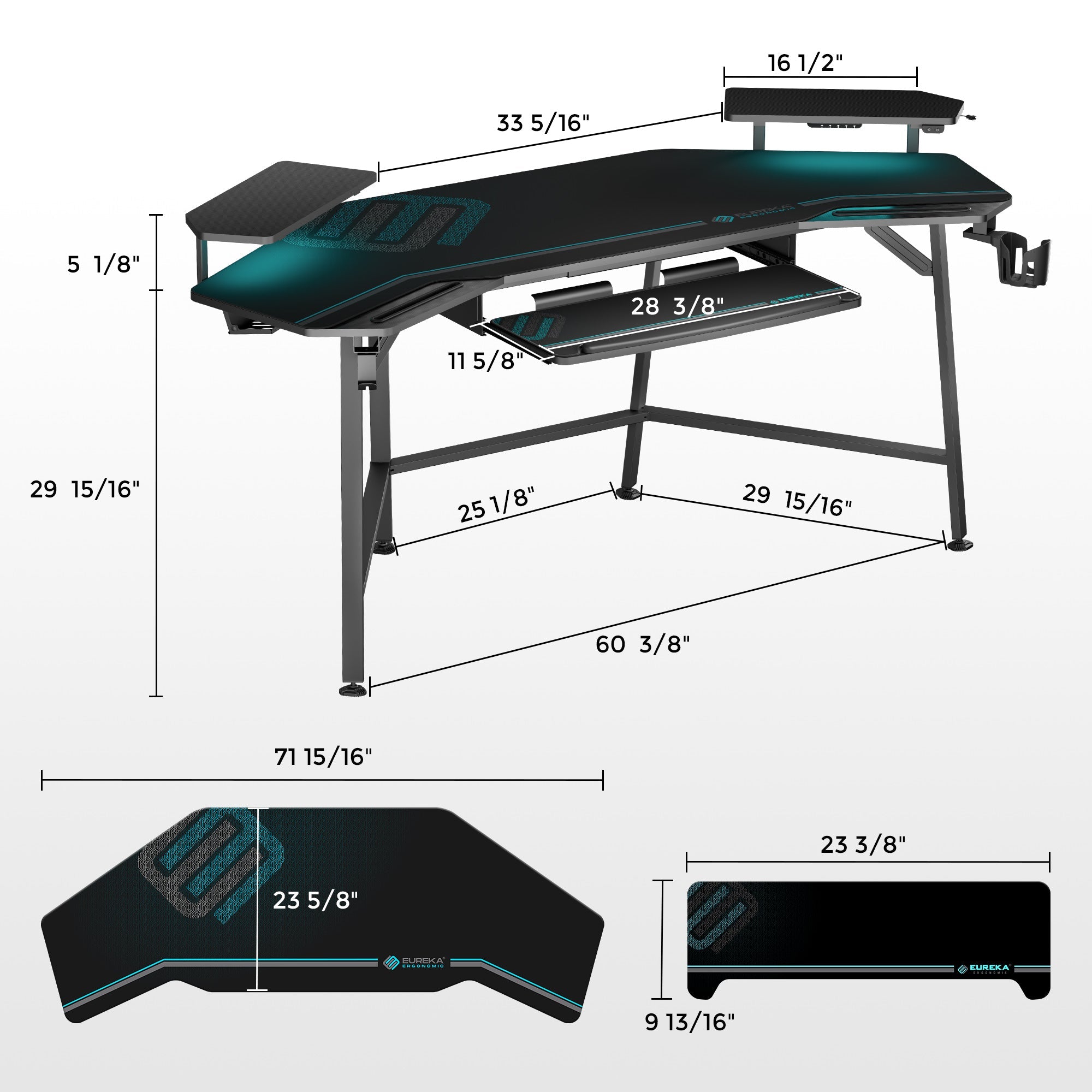 Aero Wing Shaped Studio Desk  (63" & 72'')