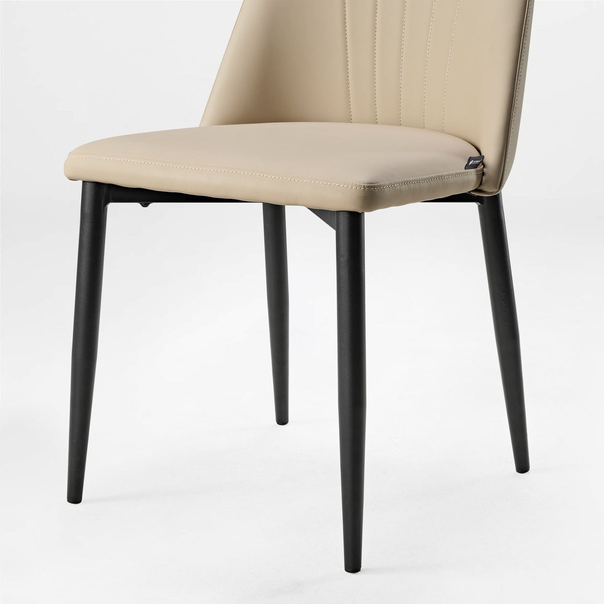 Off-White Upholstered Dining Chair With Black Legs, Modern Dining Room Furniture.
