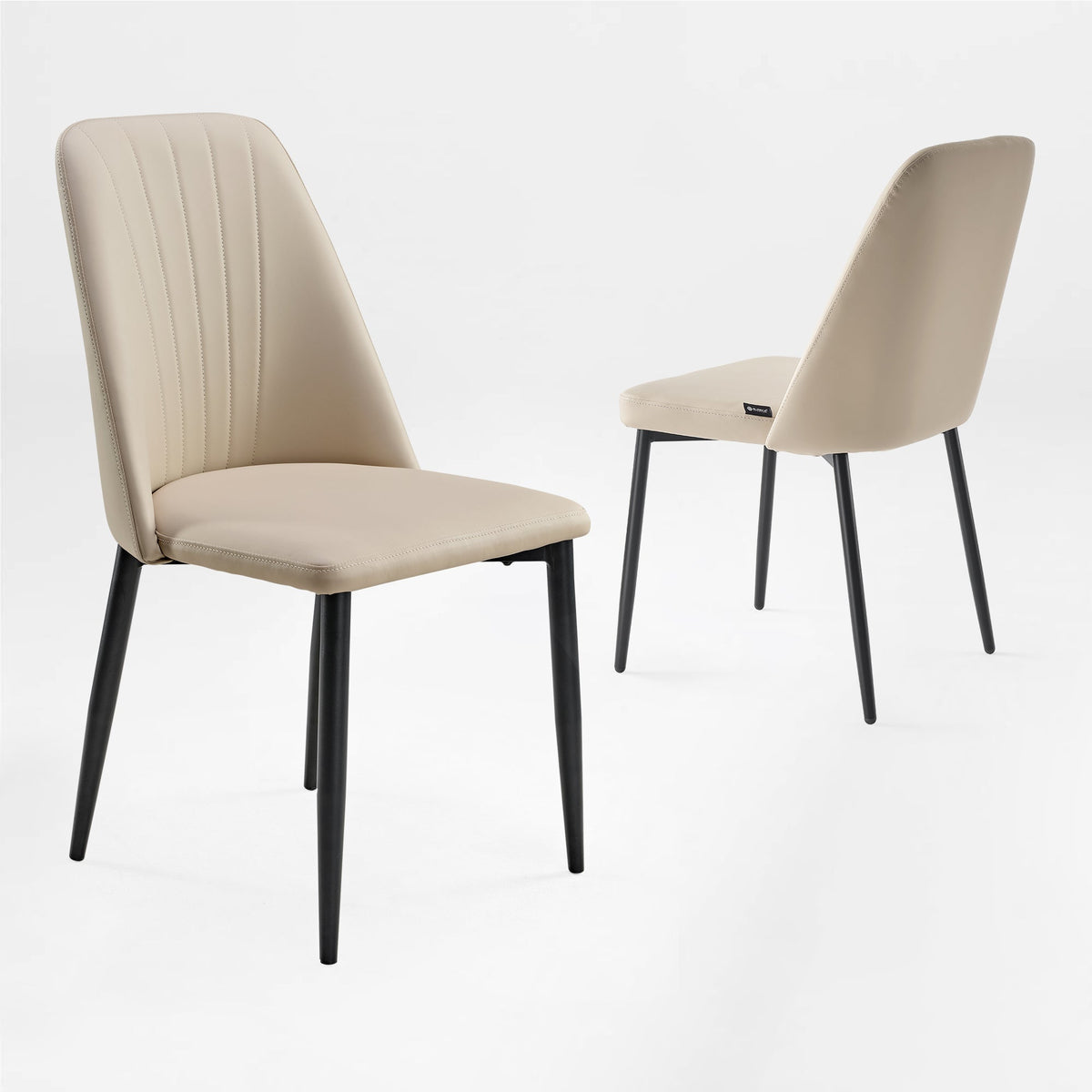 Off-White Chester Dining Chair With Black Legs, Modern Dining Room Furniture, 2 pcs
