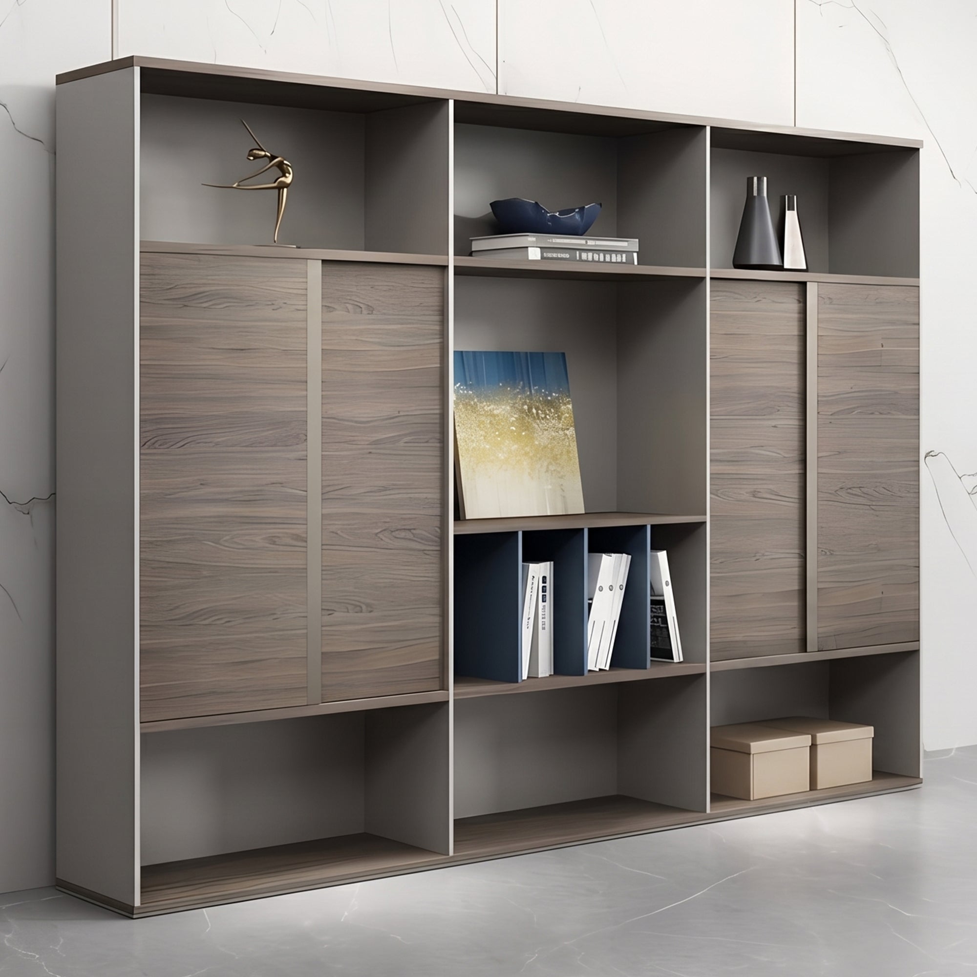 Walnut Executive Office Backdrop Cabinet | Floor-to-Ceiling Filing Storage