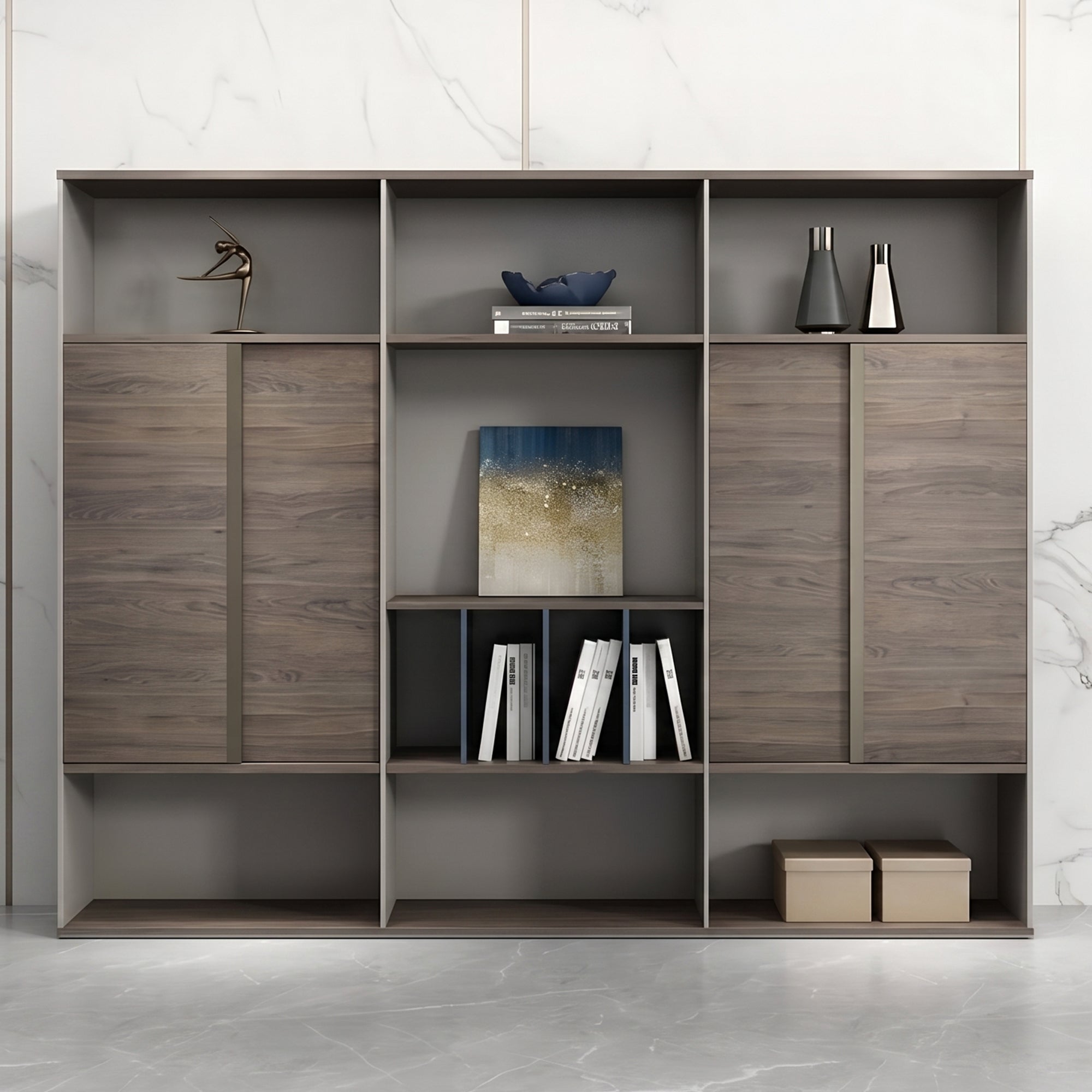 Walnut Executive Office Backdrop Cabinet | Floor-to-Ceiling Filing Storage