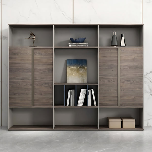 Walnut Executive Office Backdrop Cabinet | Floor-to-Ceiling Filing Storage