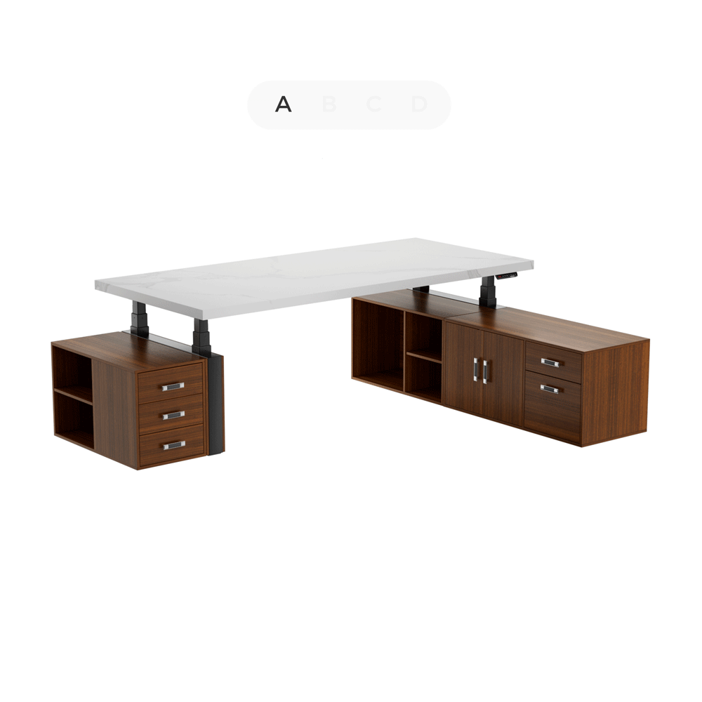 Zen Pro Series, 87"/72" Executive Standing Desk with Cabinets Set