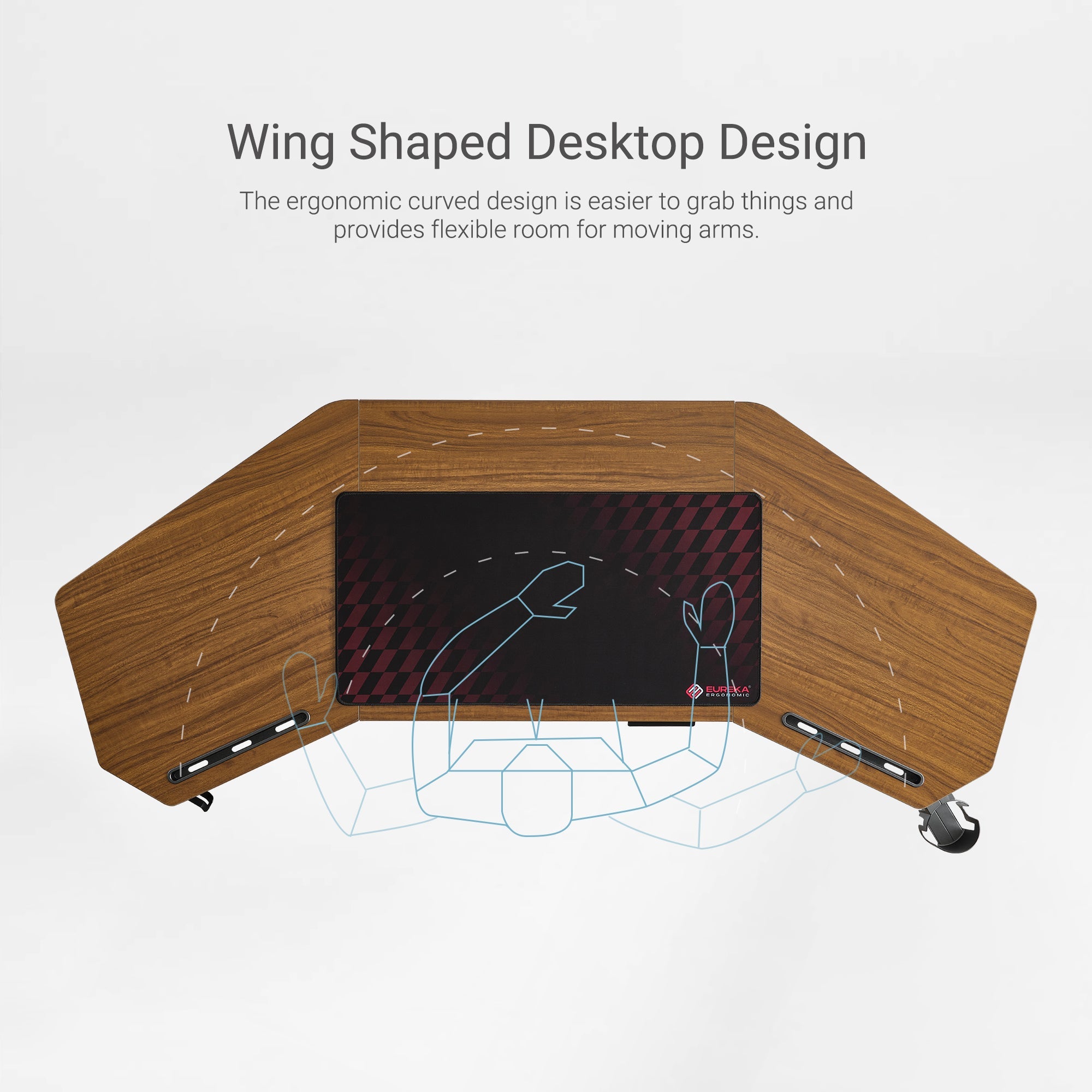 Eureka Ergonomic Wing-Shaped Standing Desk, Providing Ample Space and Ergonomic Design.