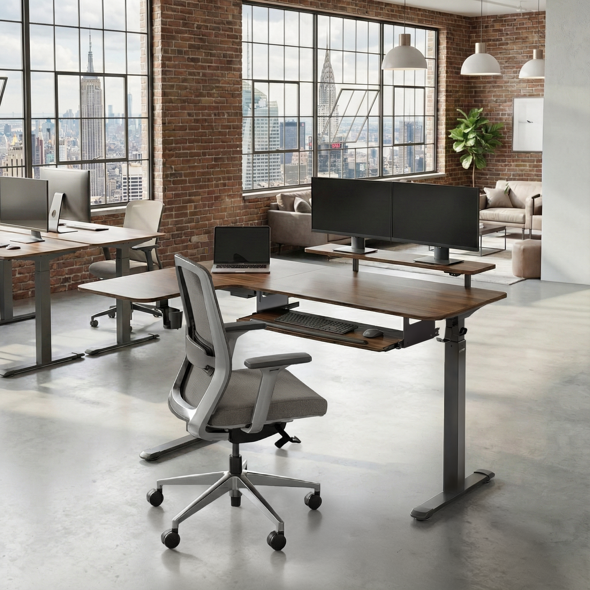 L-Shaped Standing Desk with Accessories Set (60"x23")