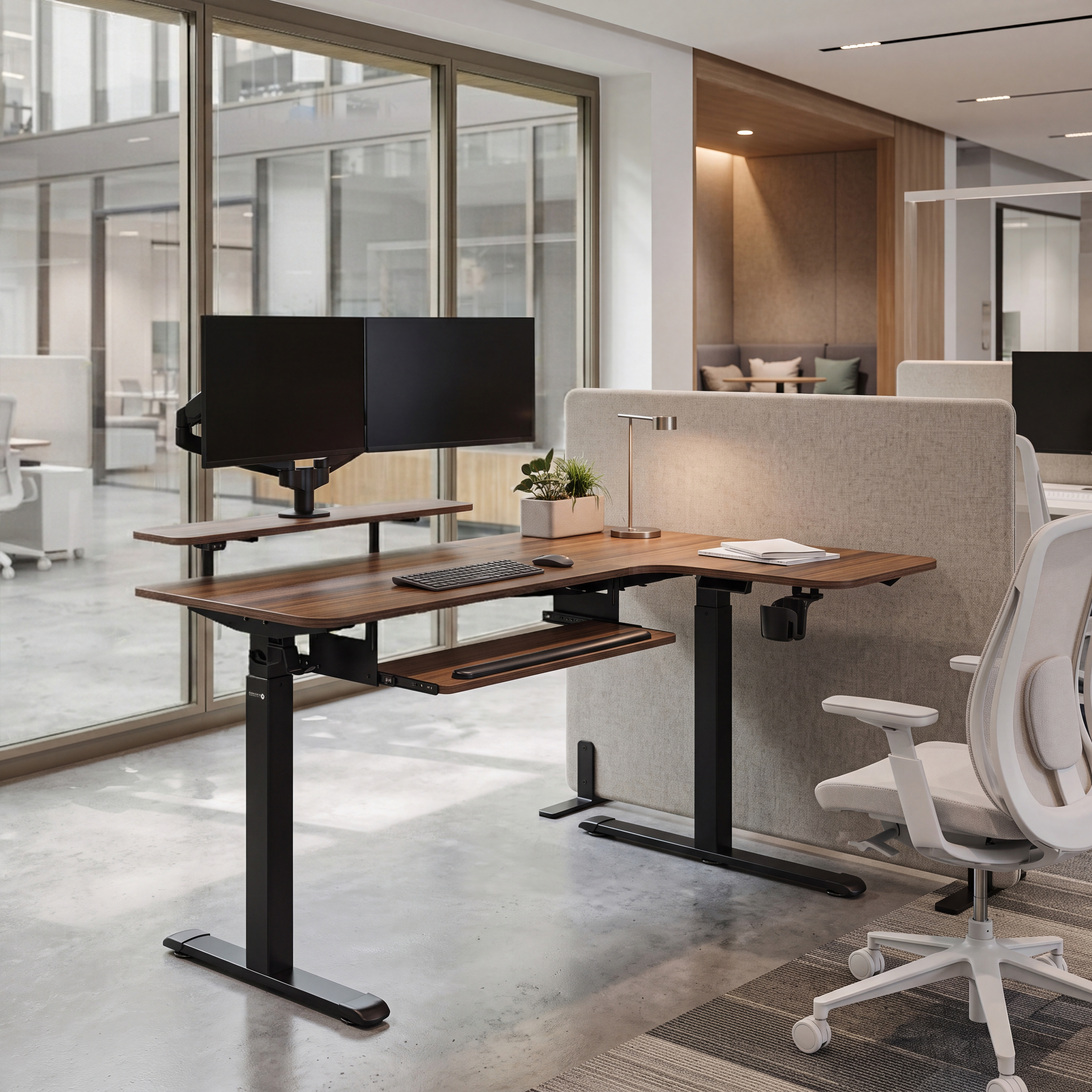 L-Shaped Standing Desk with Accessories Set (60"x23")