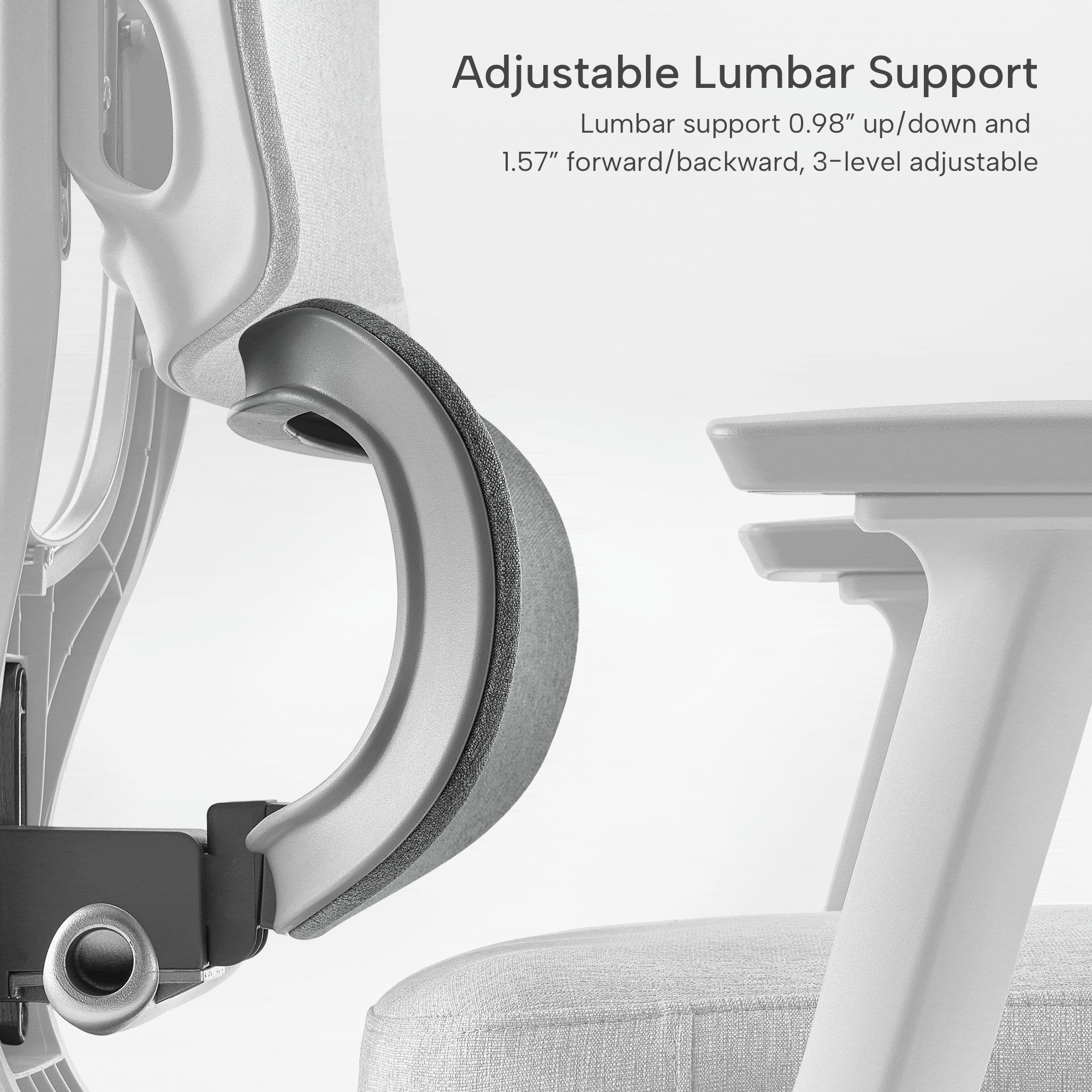 Adjustable Lumbar Support, Silver Gray, Fabric