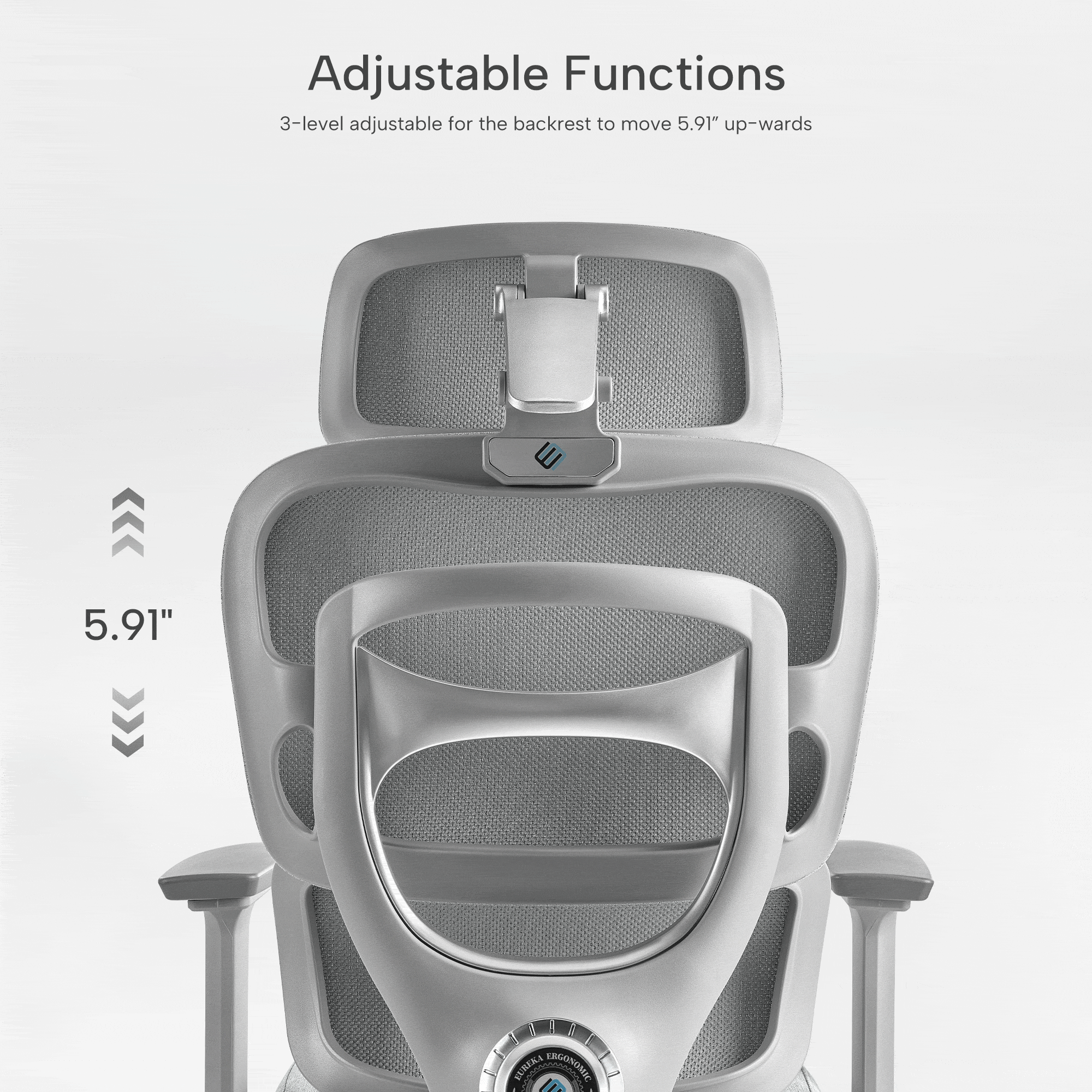 Adjustable Backrest, Silver Gray, Fabric