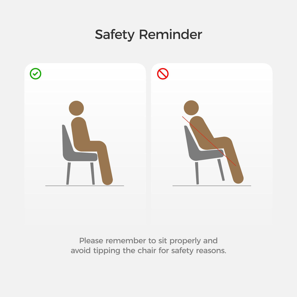 Safety Guidance: Proper Posture On an Off-White Chester Dining Chair to Prevent Tipping.