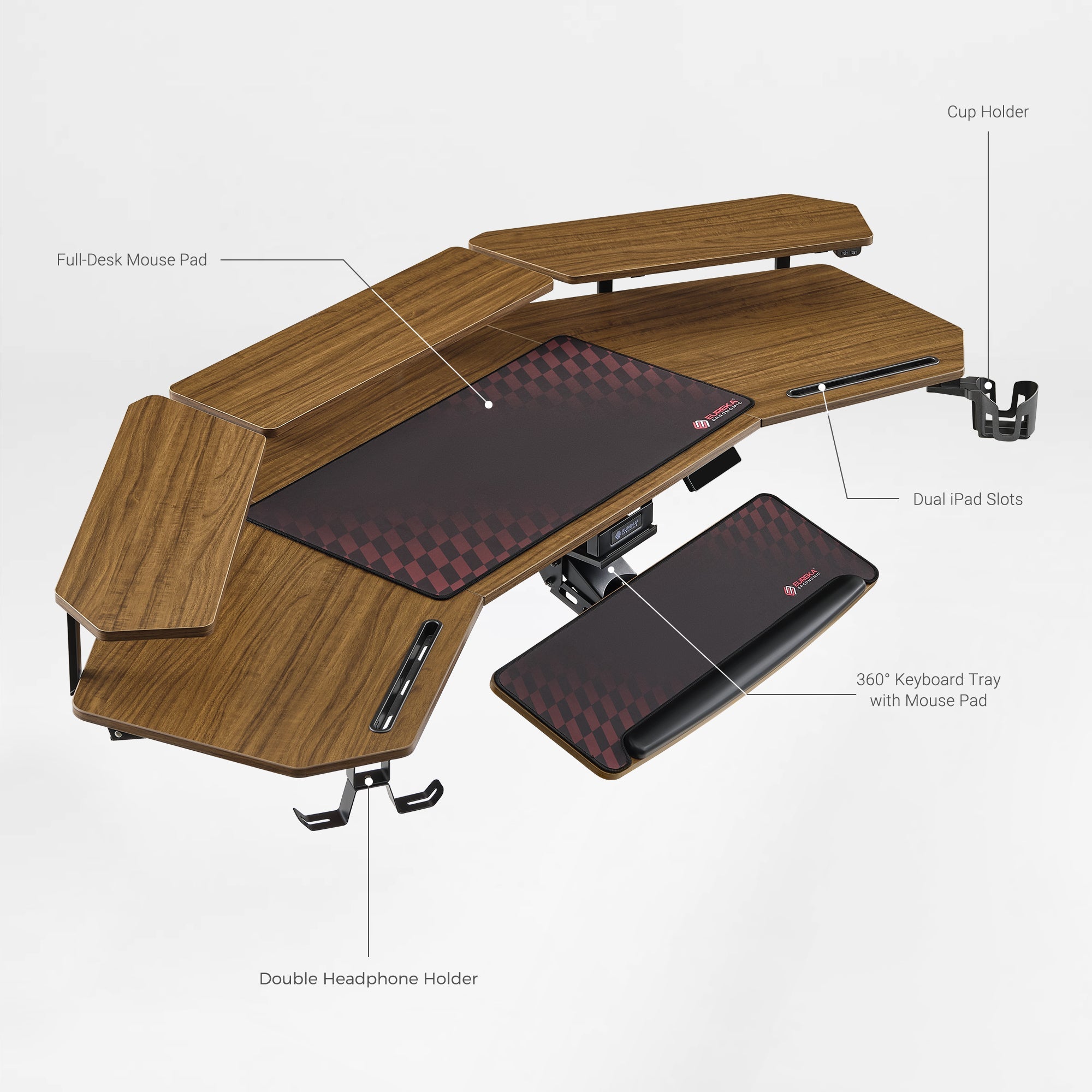 Eureka Ergonomic Aero Pro Desk, Featuring Ergonomic Design, 360° Keyboard Tray, and Cable Management.